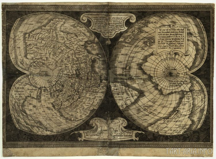 Карта мира, Меркатор, 1538 Источник 