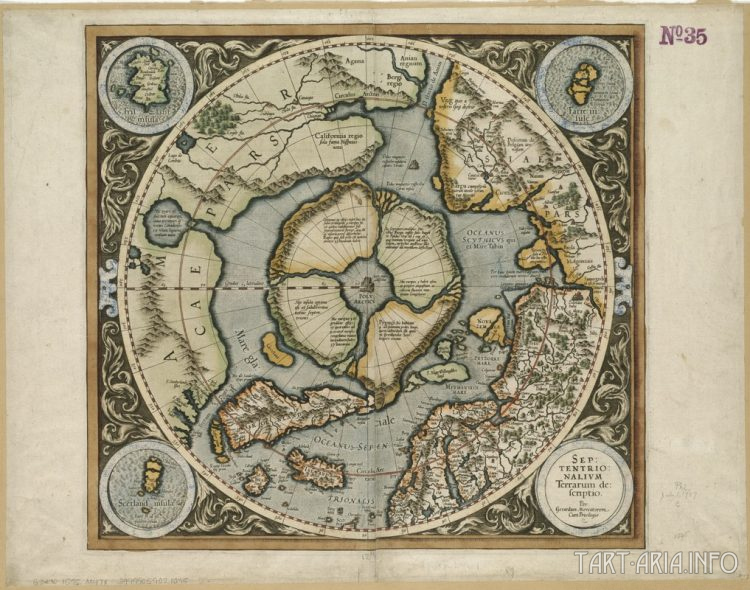 Фрагмент Северной Земли (Septentrio nalium Terrarum), Меркатор, 1595г. Источник