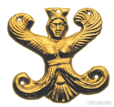 Скифская богиня Апи на бляшке из кургана Бол. Близница, Фанагория (Тамань) Источник 